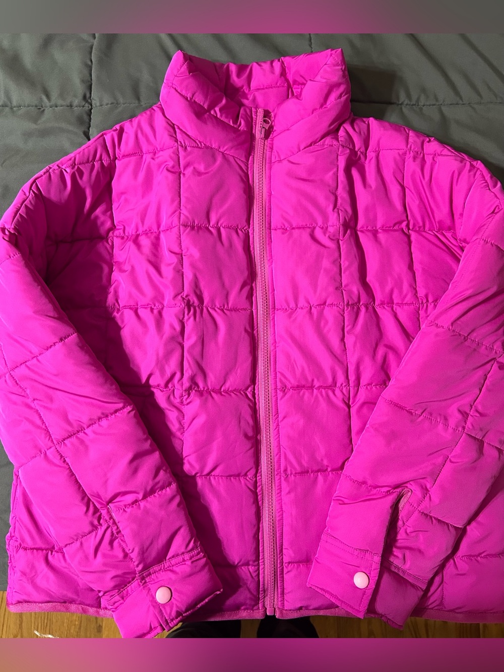 New in Vibrant Fuchsia Quilted Puffer Jacket - Lightweight Warmth
